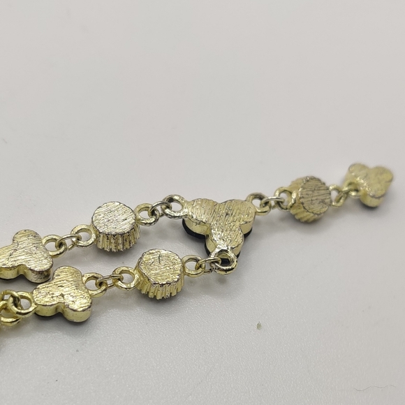 2 Vintage Gold Tone Necklaces & 1 Earring With Black Stones/Beads - Picture 4 of 7